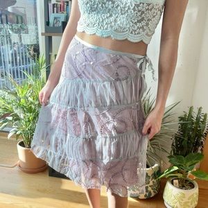 Sequin and Ruffled Mesh Y2K Skirt